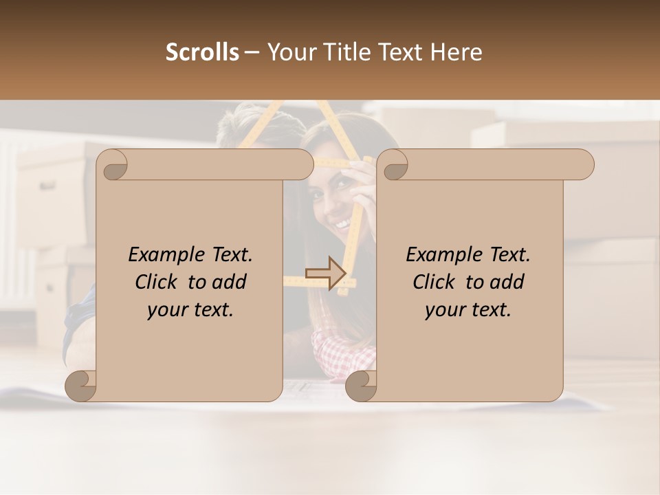 A Man And Woman Laying On The Floor Holding A Yellow Frame PowerPoint Template