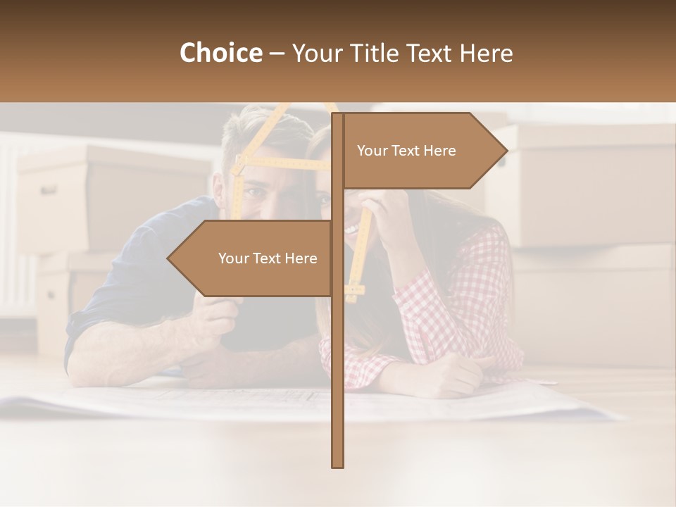 A Man And Woman Laying On The Floor Holding A Yellow Frame PowerPoint Template