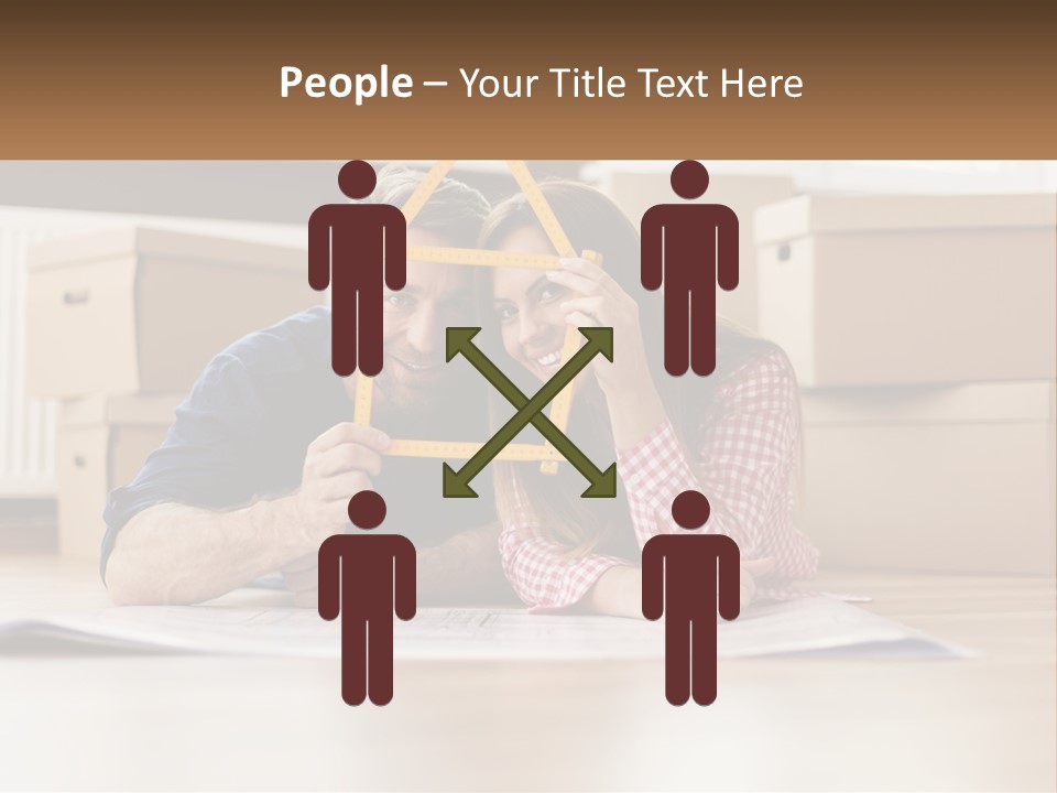 A Man And Woman Laying On The Floor Holding A Yellow Frame PowerPoint Template