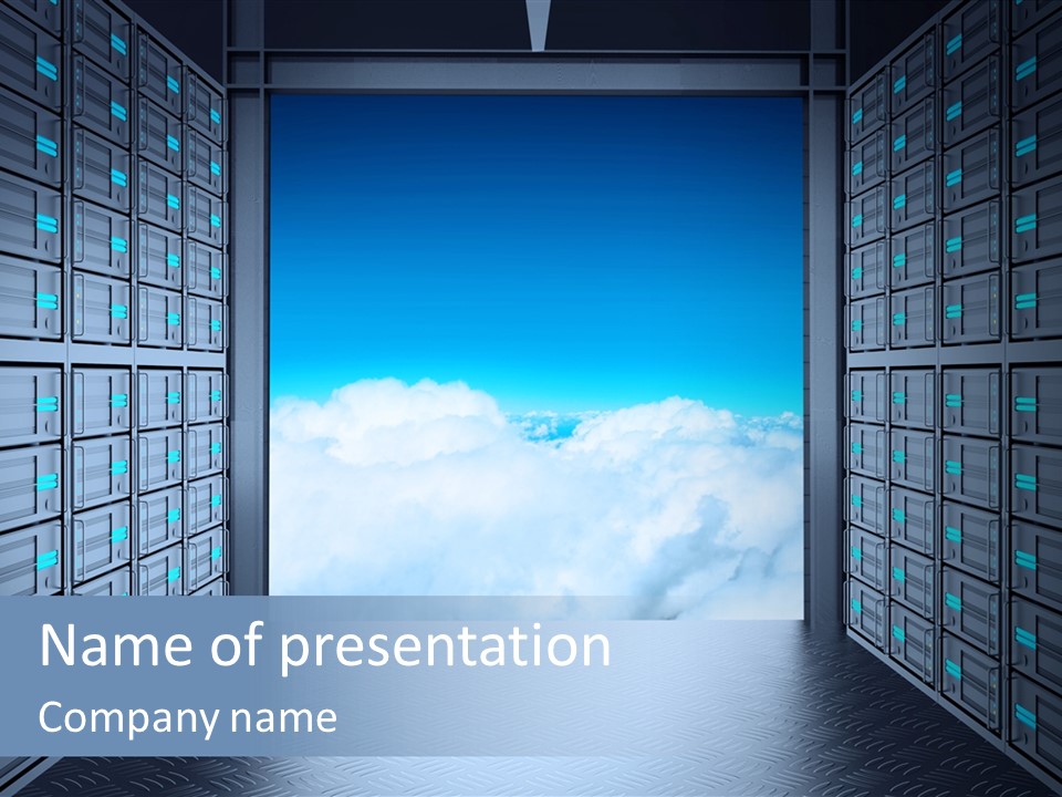 An Open Door Leading Into A Cloud Filled Sky PowerPoint Template