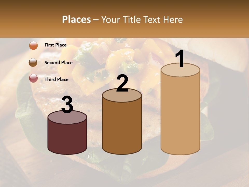 A Chicken Sandwich With Cheese And Lettuce On A Wooden Cutting Board PowerPoint Template