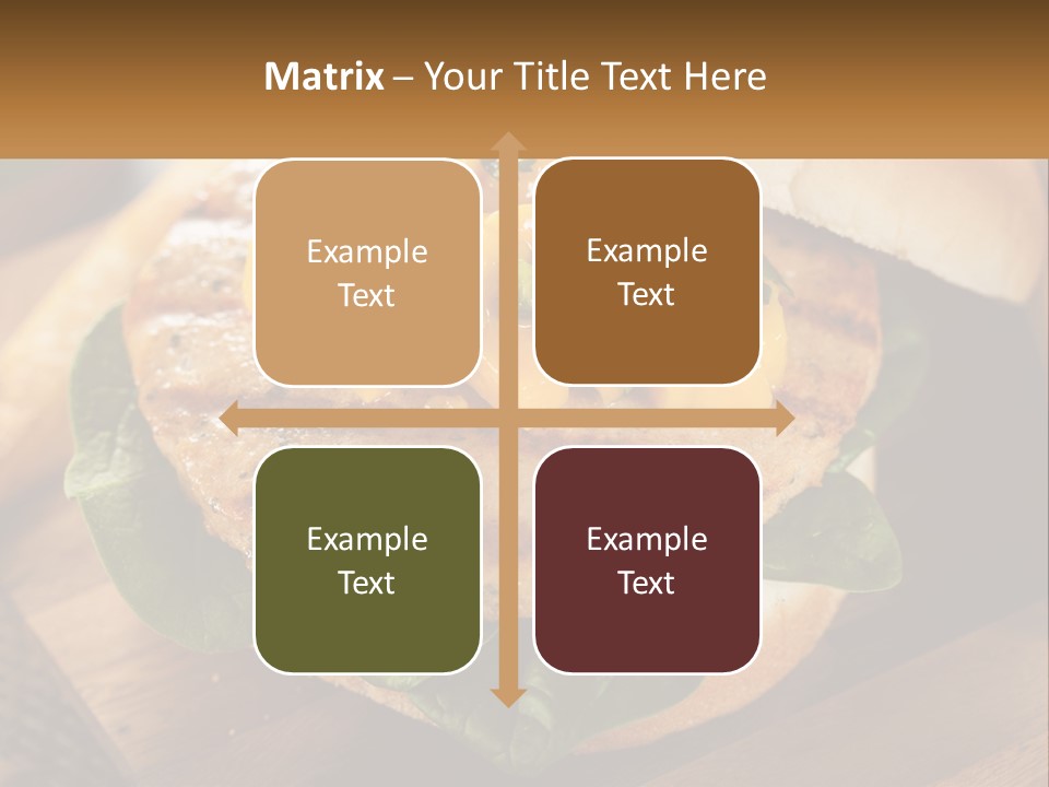 A Chicken Sandwich With Cheese And Lettuce On A Wooden Cutting Board PowerPoint Template