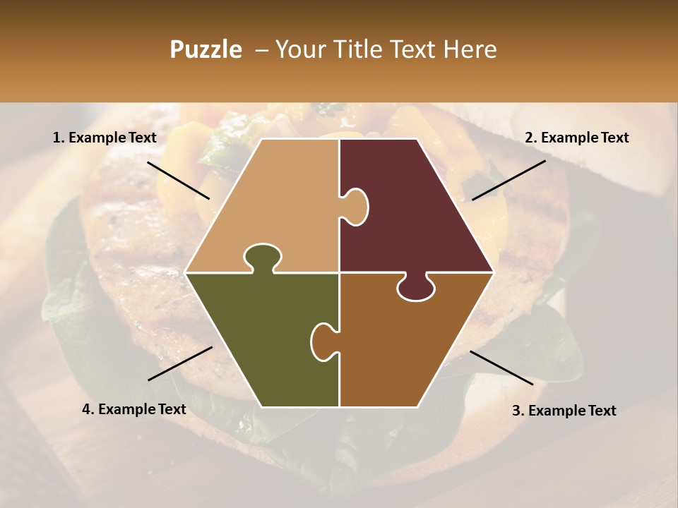 A Chicken Sandwich With Cheese And Lettuce On A Wooden Cutting Board PowerPoint Template