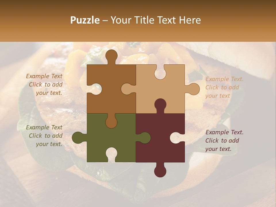 A Chicken Sandwich With Cheese And Lettuce On A Wooden Cutting Board PowerPoint Template