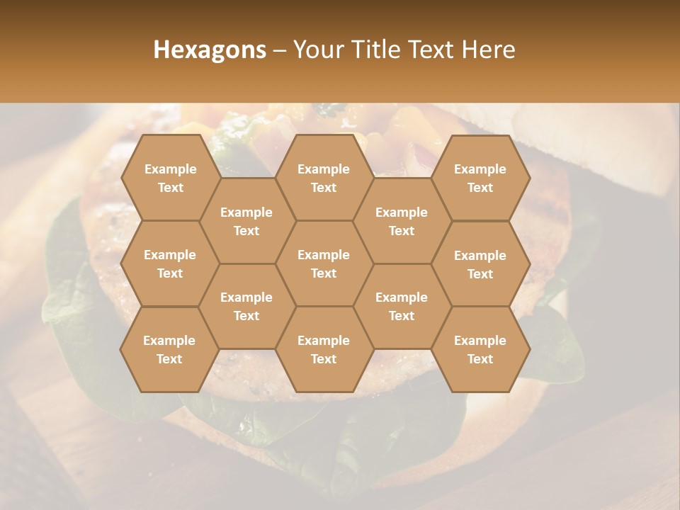 A Chicken Sandwich With Cheese And Lettuce On A Wooden Cutting Board PowerPoint Template