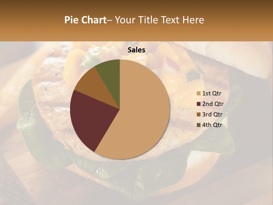 A Chicken Sandwich With Cheese And Lettuce On A Wooden Cutting Board PowerPoint Template
