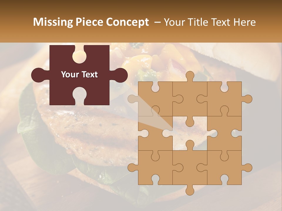 A Chicken Sandwich With Cheese And Lettuce On A Wooden Cutting Board PowerPoint Template