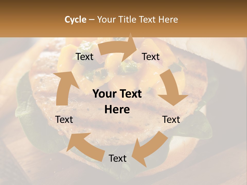 A Chicken Sandwich With Cheese And Lettuce On A Wooden Cutting Board PowerPoint Template