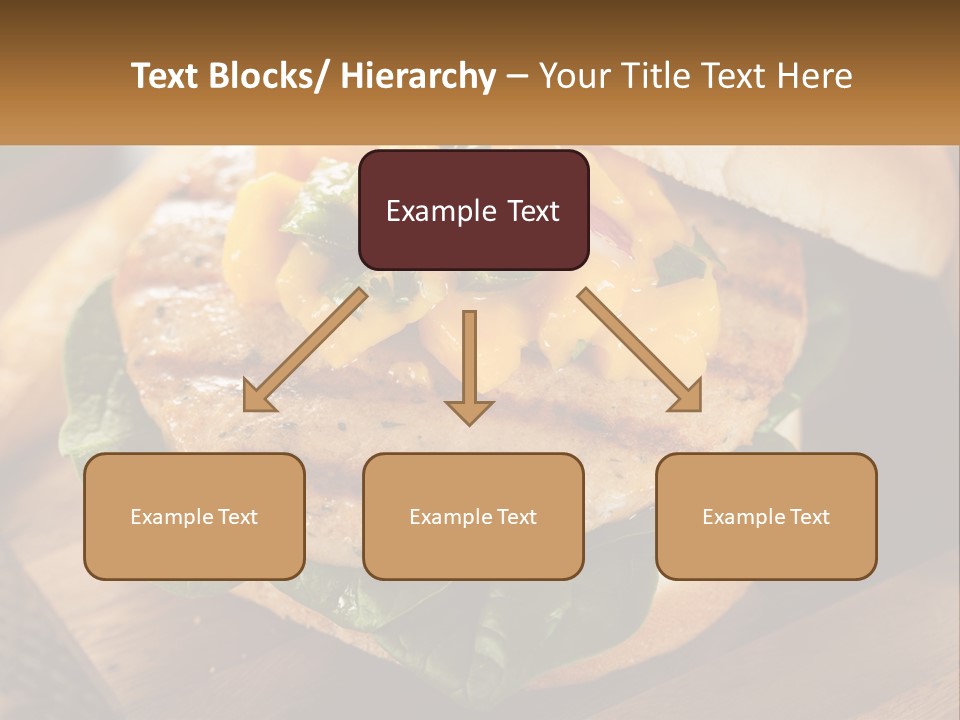 A Chicken Sandwich With Cheese And Lettuce On A Wooden Cutting Board PowerPoint Template
