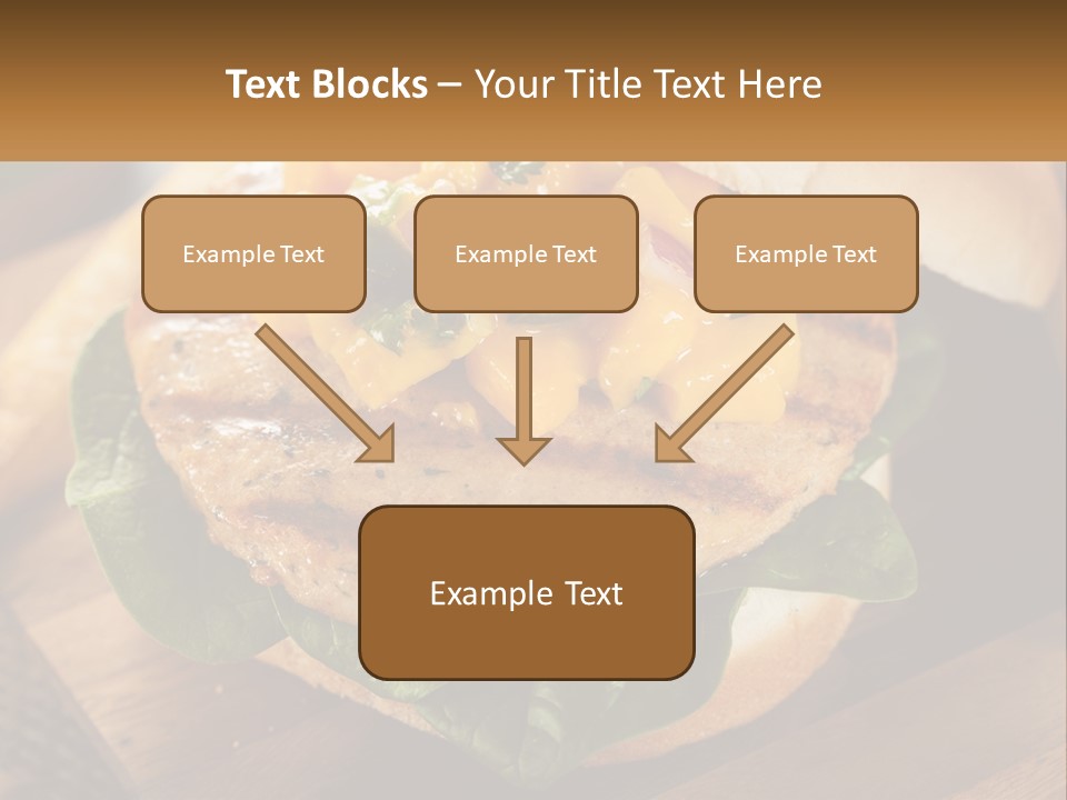 A Chicken Sandwich With Cheese And Lettuce On A Wooden Cutting Board PowerPoint Template