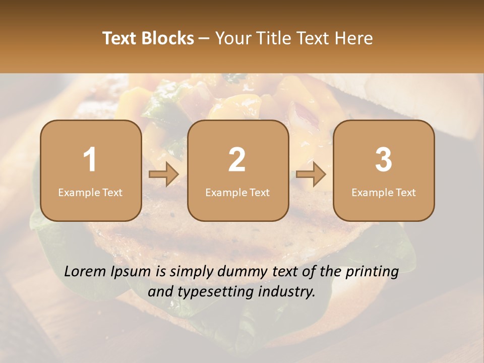 A Chicken Sandwich With Cheese And Lettuce On A Wooden Cutting Board PowerPoint Template