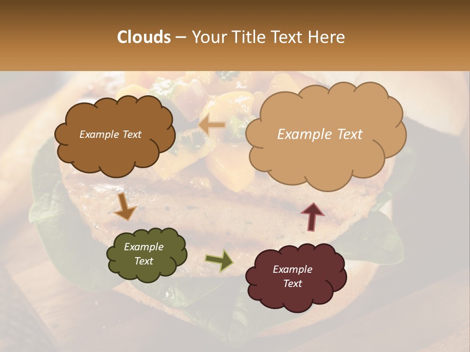 A Chicken Sandwich With Cheese And Lettuce On A Wooden Cutting Board PowerPoint Template