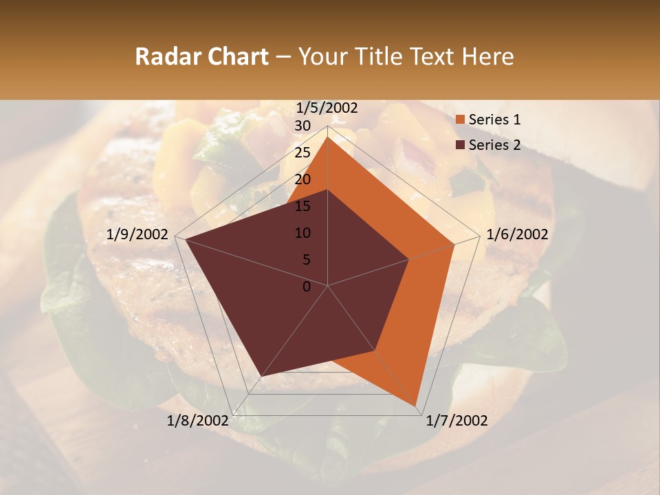 A Chicken Sandwich With Cheese And Lettuce On A Wooden Cutting Board PowerPoint Template