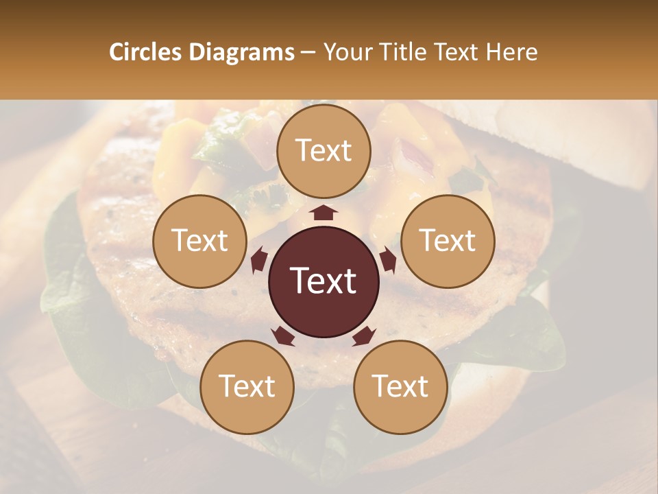 A Chicken Sandwich With Cheese And Lettuce On A Wooden Cutting Board PowerPoint Template