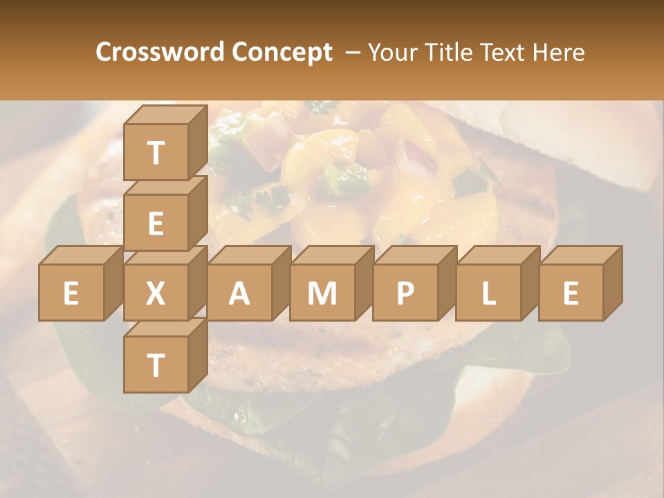 A Chicken Sandwich With Cheese And Lettuce On A Wooden Cutting Board PowerPoint Template