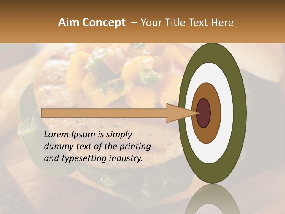 A Chicken Sandwich With Cheese And Lettuce On A Wooden Cutting Board PowerPoint Template