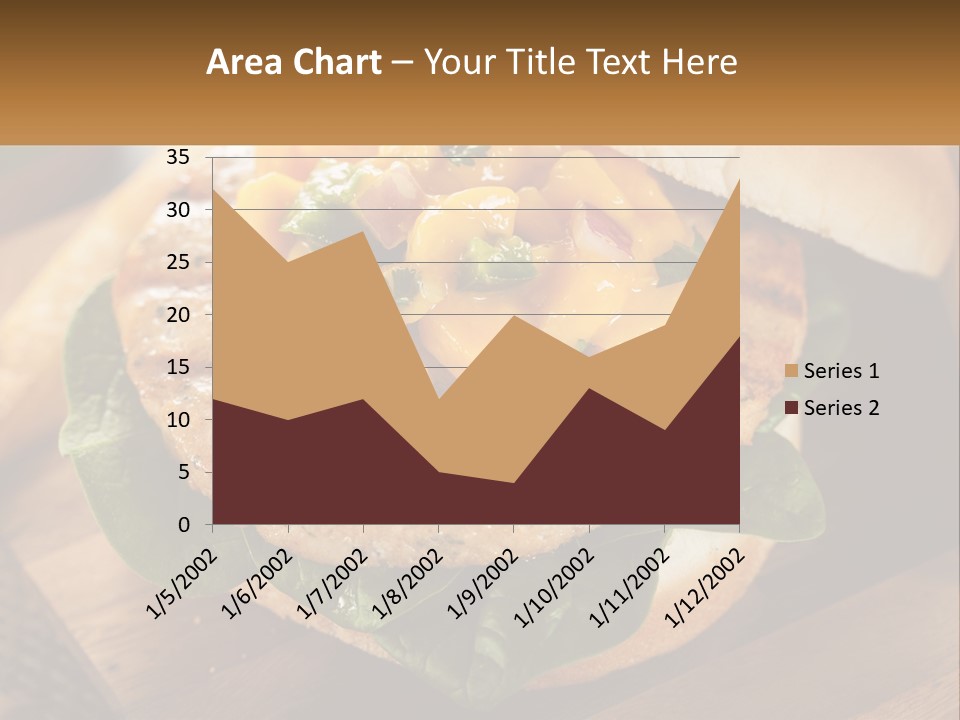 A Chicken Sandwich With Cheese And Lettuce On A Wooden Cutting Board PowerPoint Template