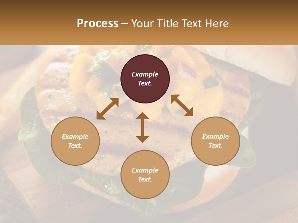 A Chicken Sandwich With Cheese And Lettuce On A Wooden Cutting Board PowerPoint Template