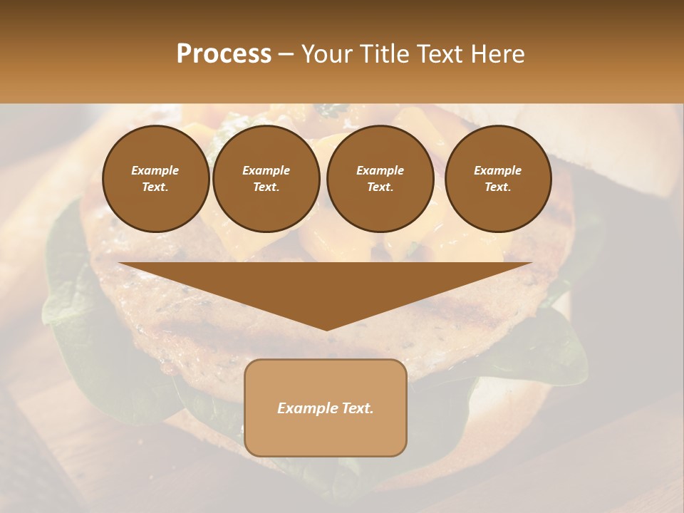 A Chicken Sandwich With Cheese And Lettuce On A Wooden Cutting Board PowerPoint Template