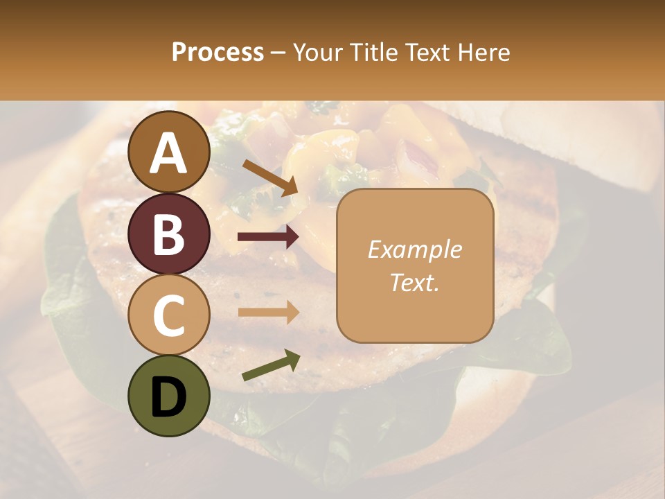 A Chicken Sandwich With Cheese And Lettuce On A Wooden Cutting Board PowerPoint Template