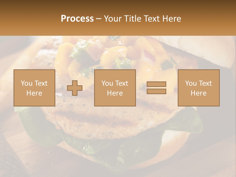 A Chicken Sandwich With Cheese And Lettuce On A Wooden Cutting Board PowerPoint Template