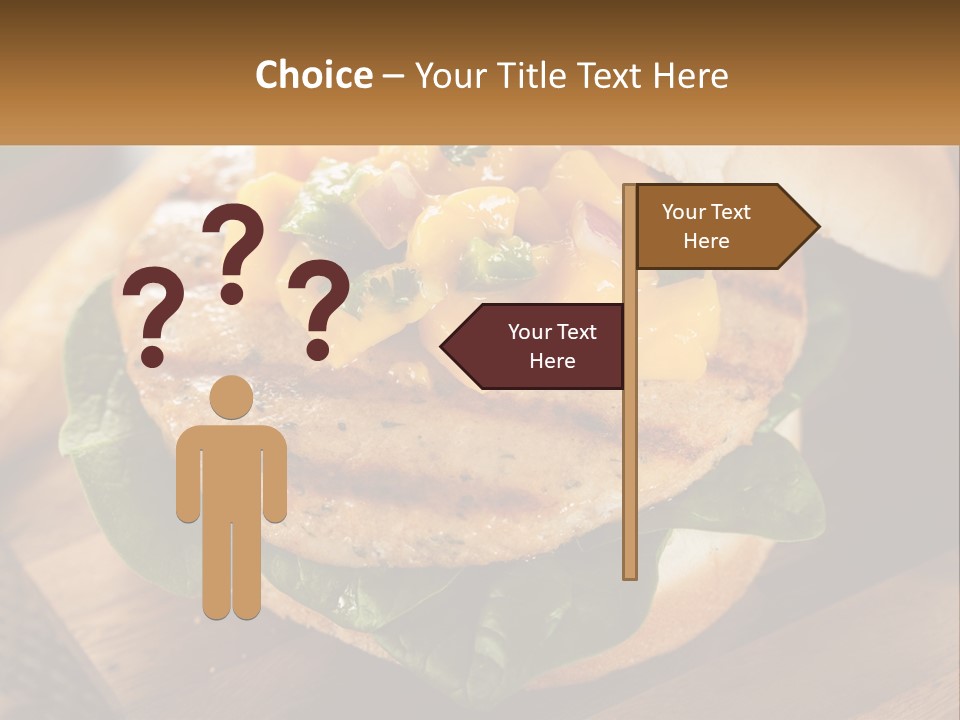 A Chicken Sandwich With Cheese And Lettuce On A Wooden Cutting Board PowerPoint Template