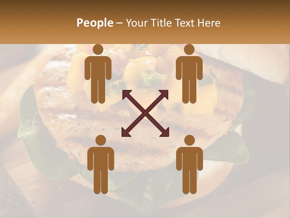 A Chicken Sandwich With Cheese And Lettuce On A Wooden Cutting Board PowerPoint Template