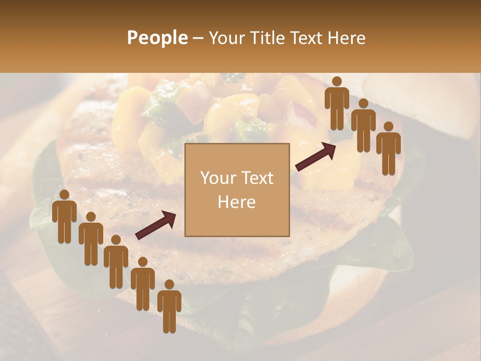 A Chicken Sandwich With Cheese And Lettuce On A Wooden Cutting Board PowerPoint Template