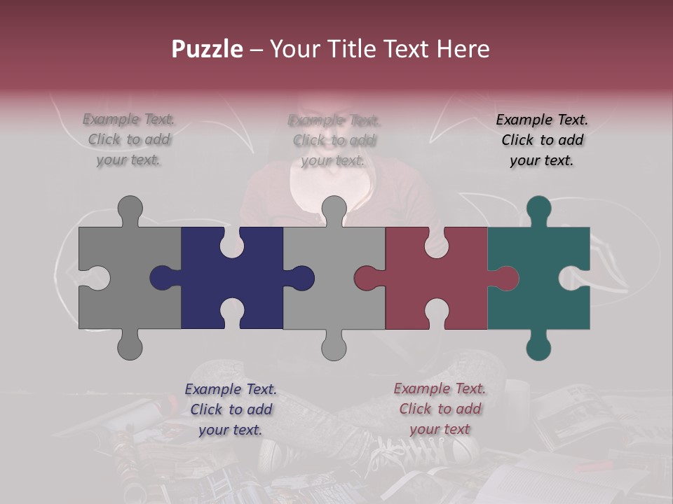 A Woman Sitting In Front Of A Blackboard With A Laptop PowerPoint Template