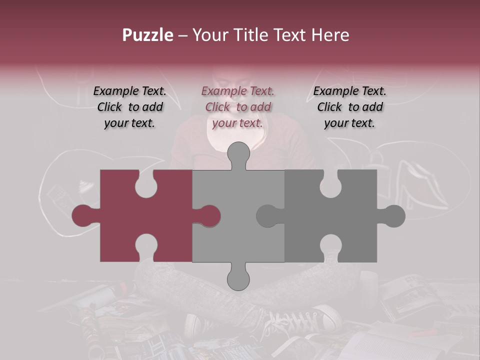 A Woman Sitting In Front Of A Blackboard With A Laptop PowerPoint Template