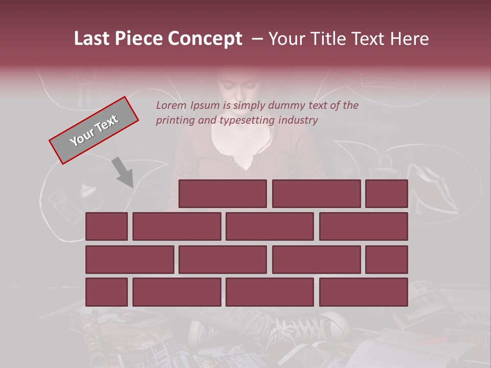 A Woman Sitting In Front Of A Blackboard With A Laptop PowerPoint Template