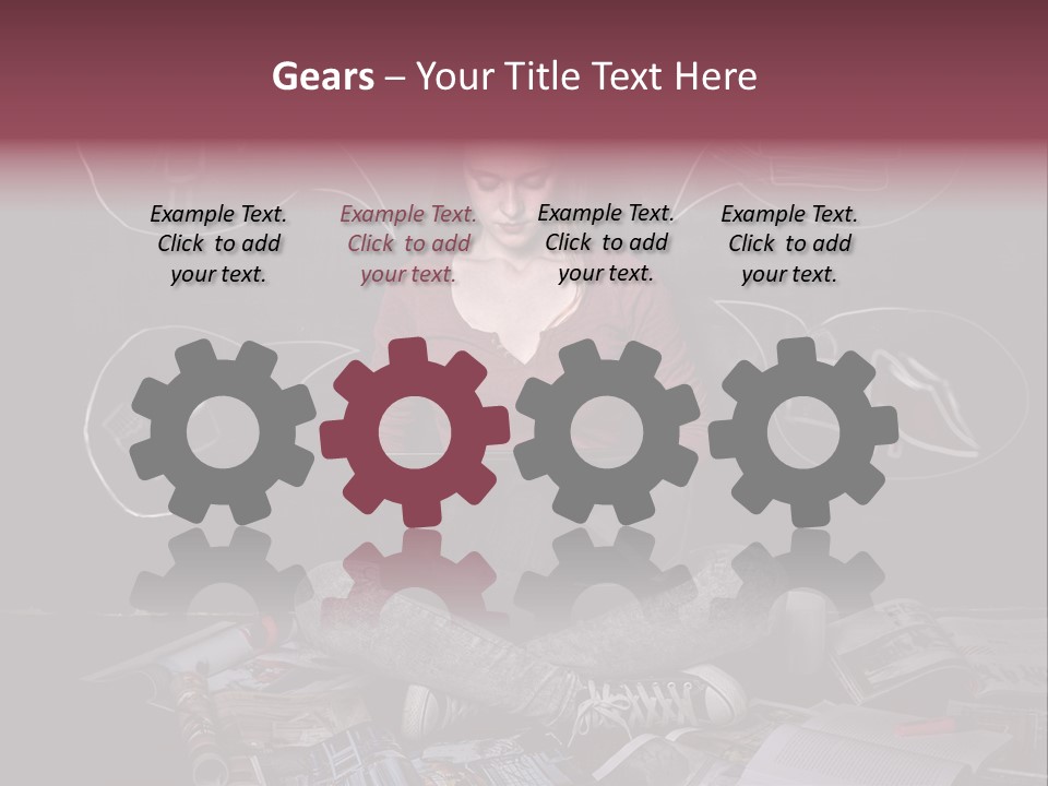 A Woman Sitting In Front Of A Blackboard With A Laptop PowerPoint Template