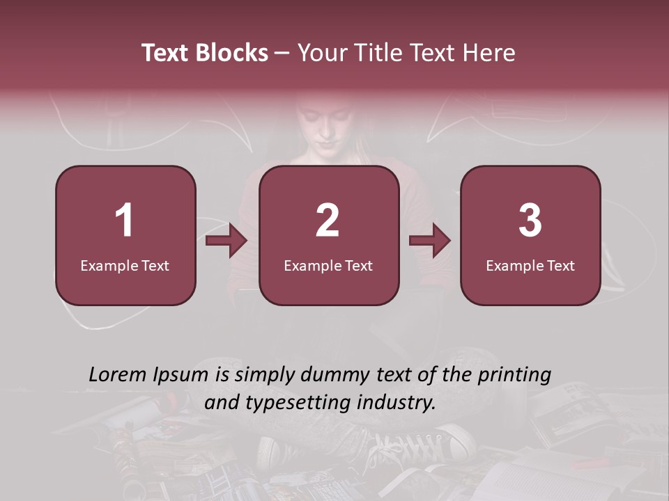 A Woman Sitting In Front Of A Blackboard With A Laptop PowerPoint Template