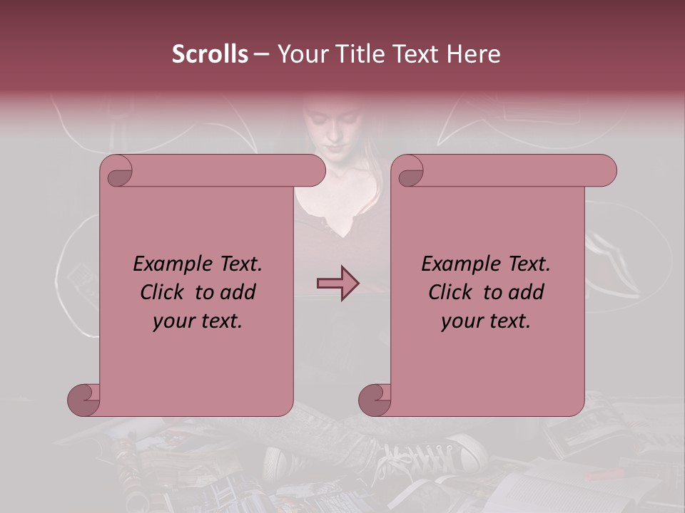 A Woman Sitting In Front Of A Blackboard With A Laptop PowerPoint Template