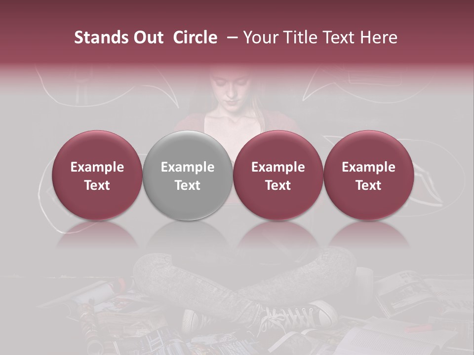 A Woman Sitting In Front Of A Blackboard With A Laptop PowerPoint Template