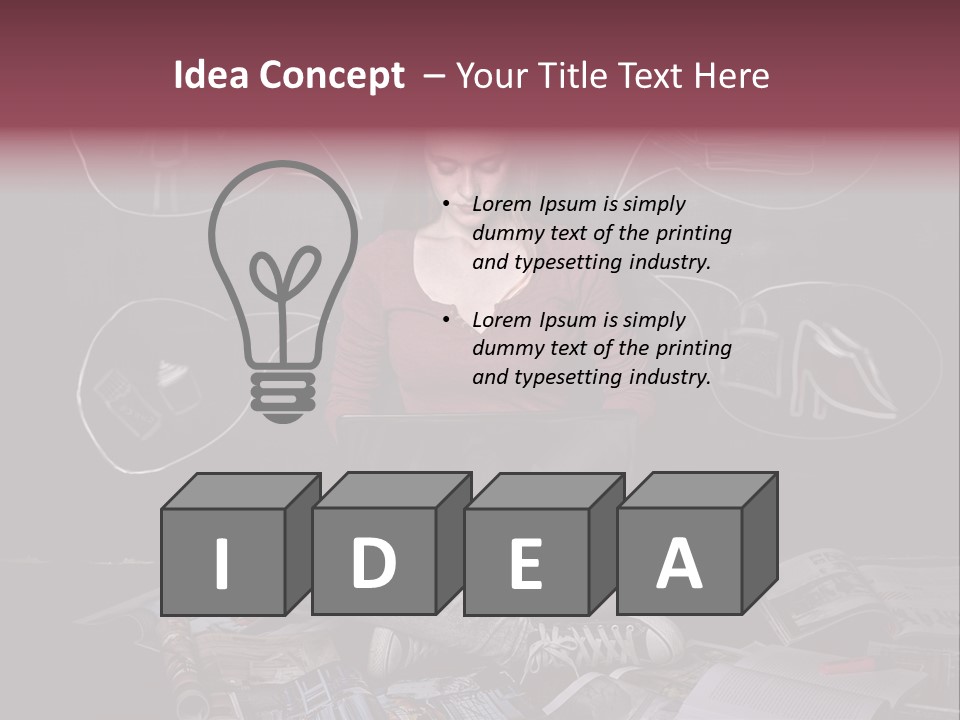 A Woman Sitting In Front Of A Blackboard With A Laptop PowerPoint Template