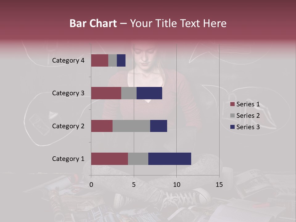 A Woman Sitting In Front Of A Blackboard With A Laptop PowerPoint Template