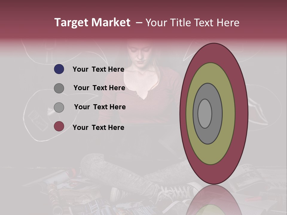 A Woman Sitting In Front Of A Blackboard With A Laptop PowerPoint Template