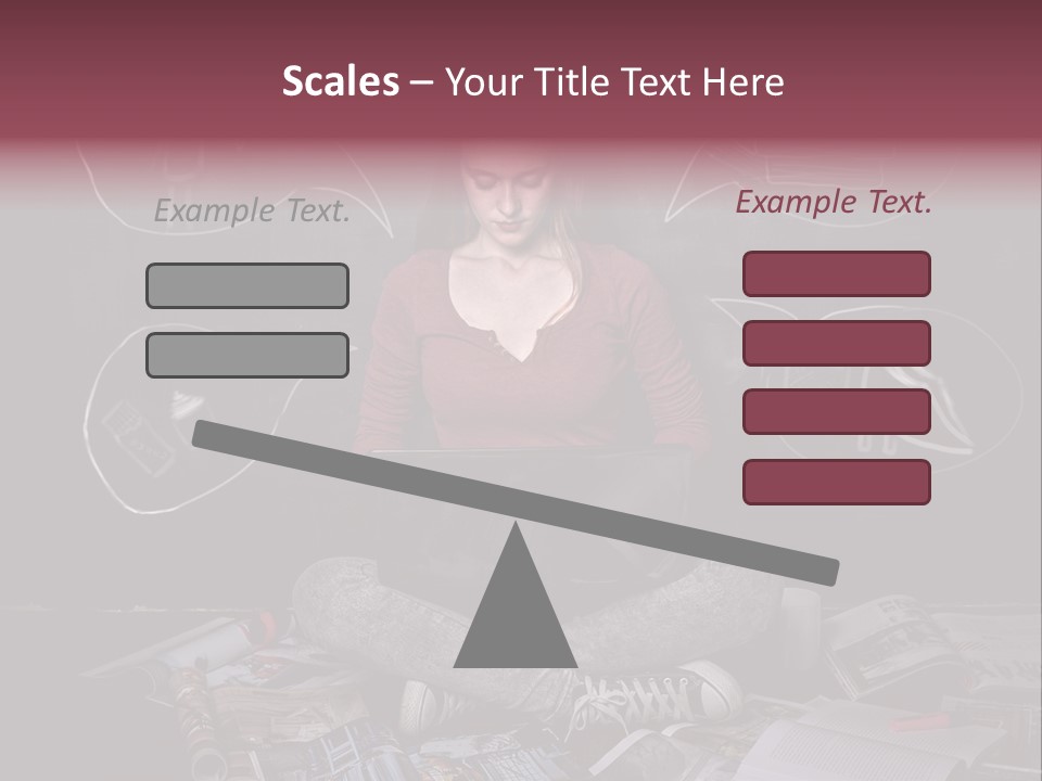 A Woman Sitting In Front Of A Blackboard With A Laptop PowerPoint Template