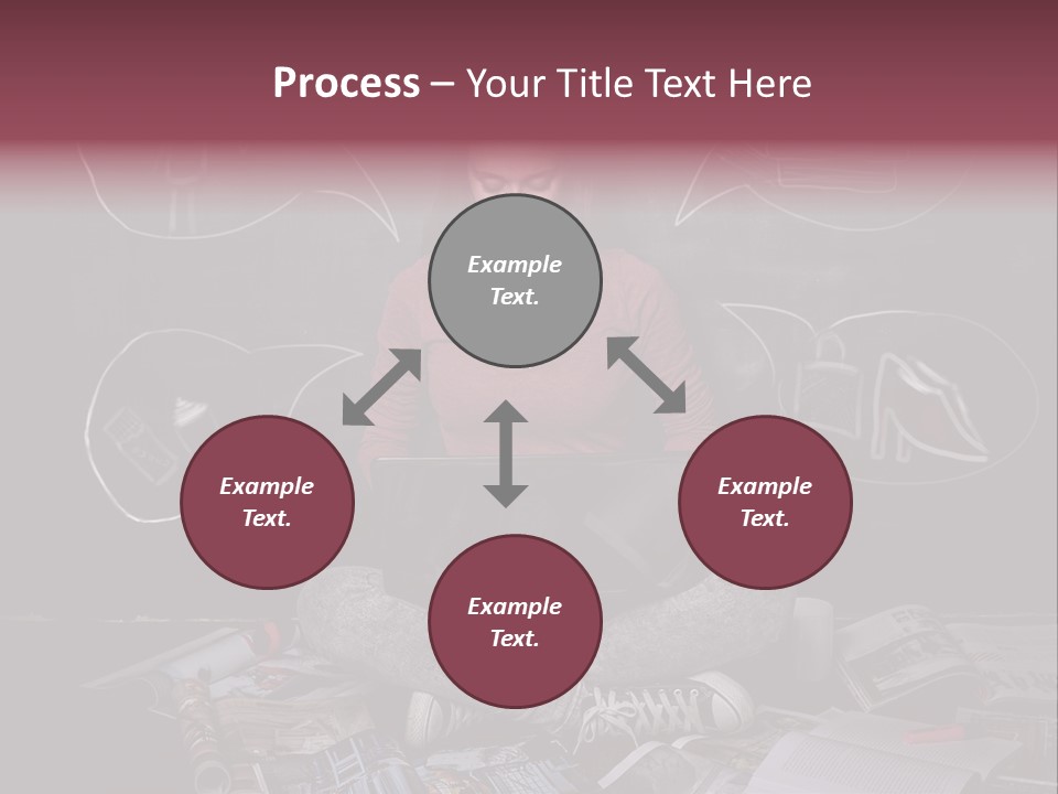 A Woman Sitting In Front Of A Blackboard With A Laptop PowerPoint Template