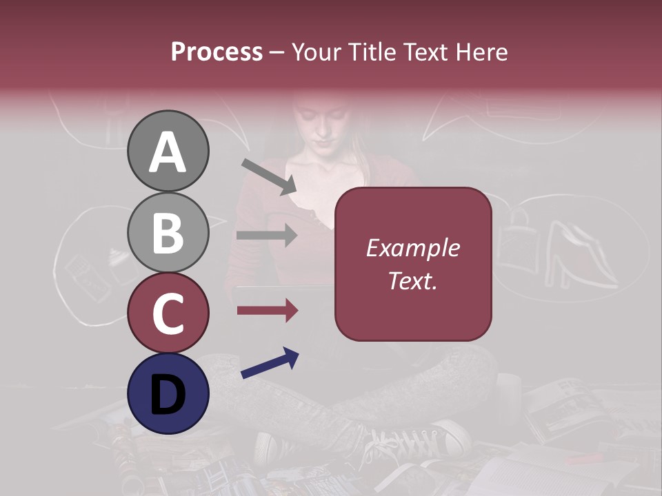 A Woman Sitting In Front Of A Blackboard With A Laptop PowerPoint Template