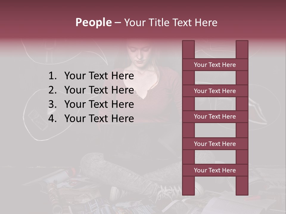 A Woman Sitting In Front Of A Blackboard With A Laptop PowerPoint Template