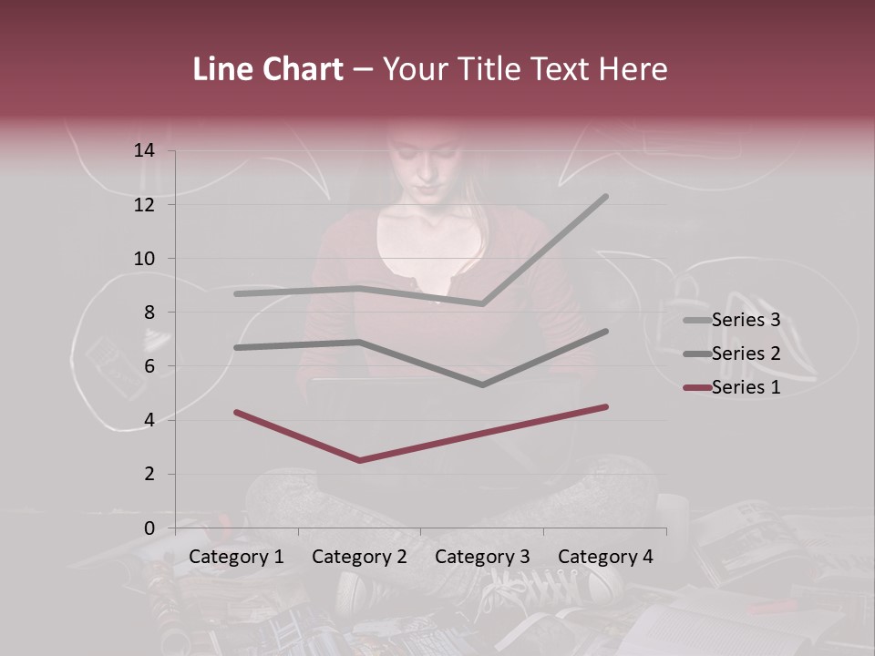 A Woman Sitting In Front Of A Blackboard With A Laptop PowerPoint Template