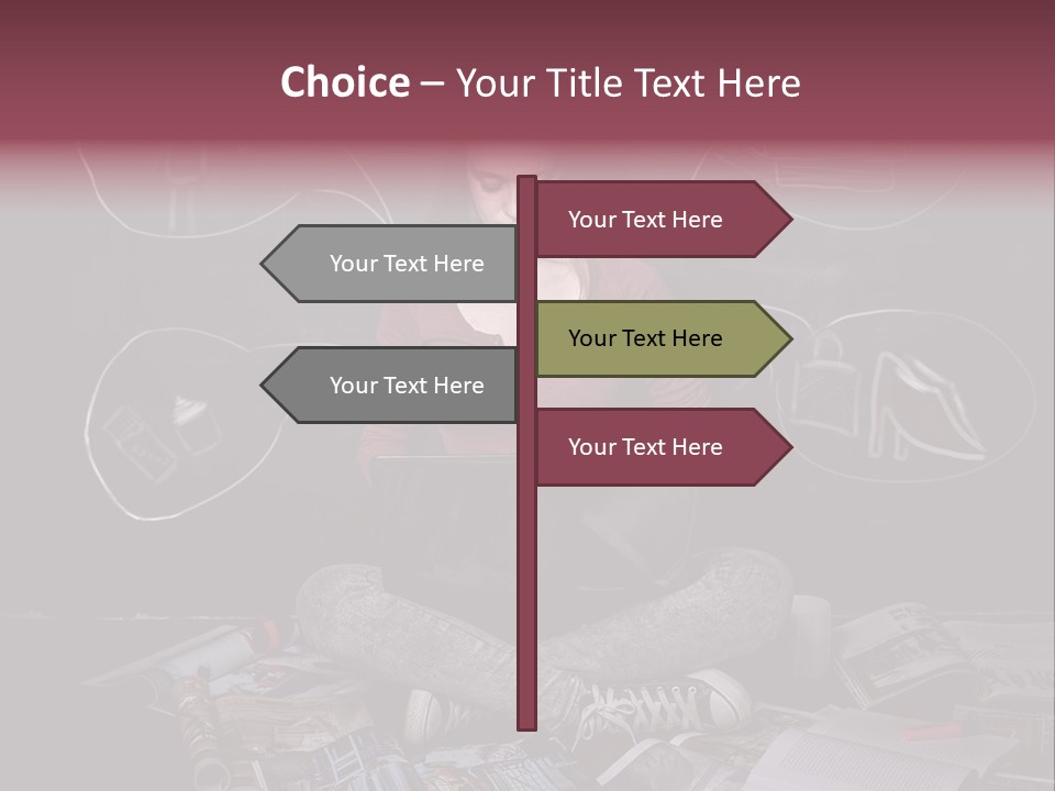 A Woman Sitting In Front Of A Blackboard With A Laptop PowerPoint Template