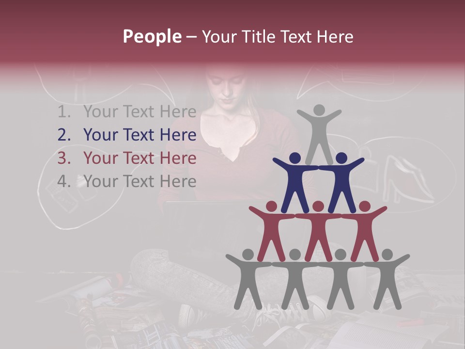 A Woman Sitting In Front Of A Blackboard With A Laptop PowerPoint Template