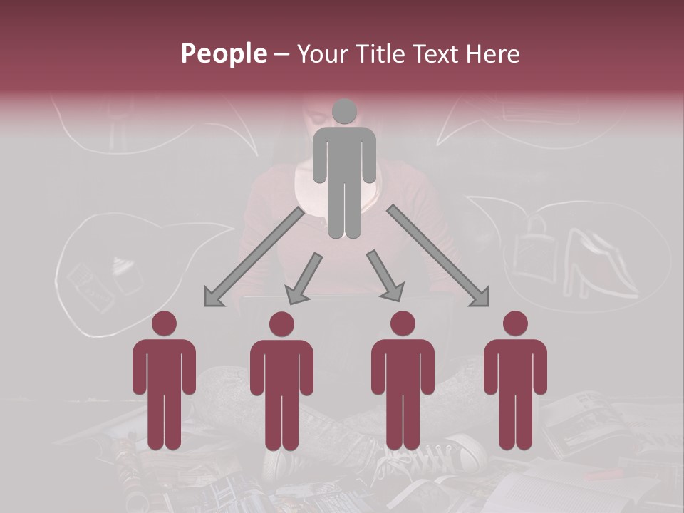 A Woman Sitting In Front Of A Blackboard With A Laptop PowerPoint Template