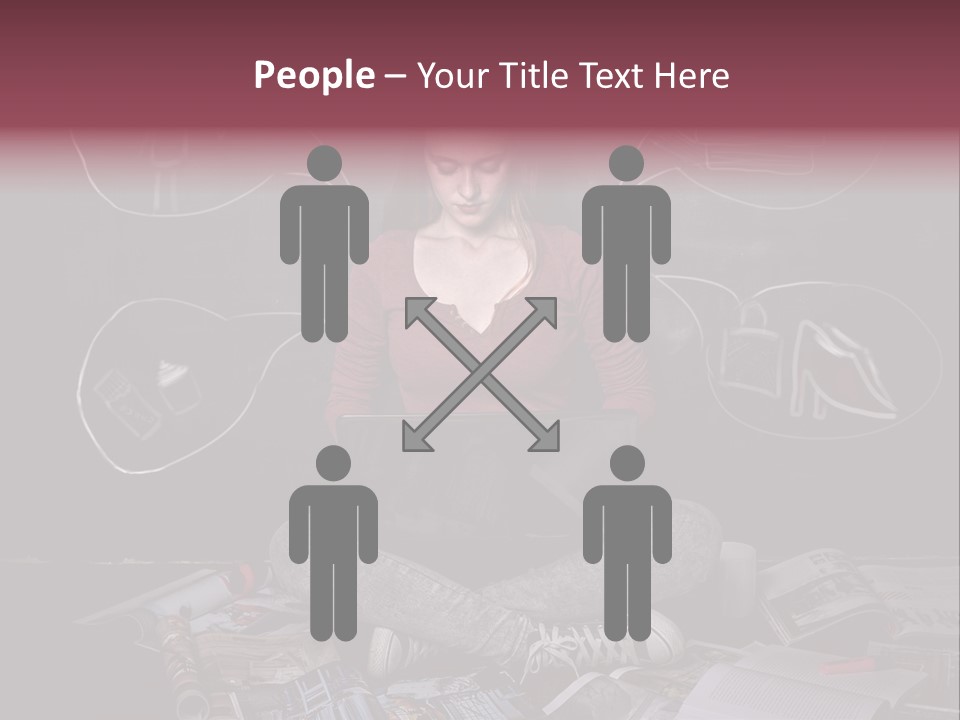 A Woman Sitting In Front Of A Blackboard With A Laptop PowerPoint Template