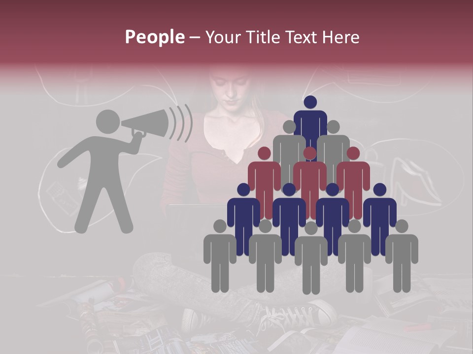 A Woman Sitting In Front Of A Blackboard With A Laptop PowerPoint Template