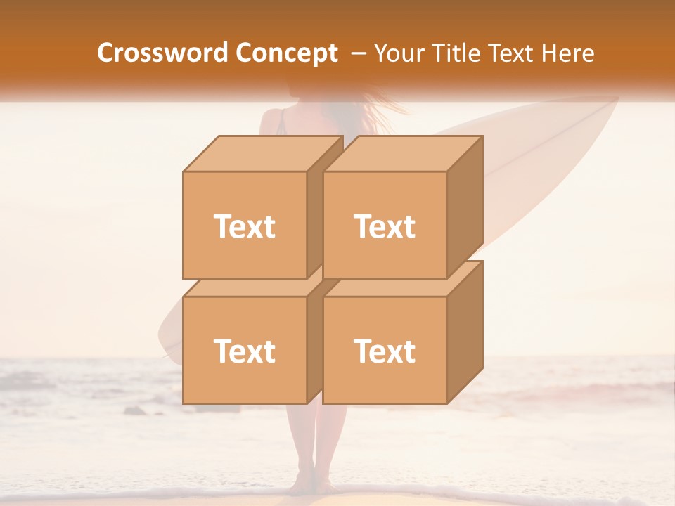 A Woman In A Bikini Holding A Surfboard On The Beach PowerPoint Template