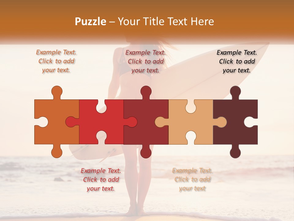 A Woman In A Bikini Holding A Surfboard On The Beach PowerPoint Template